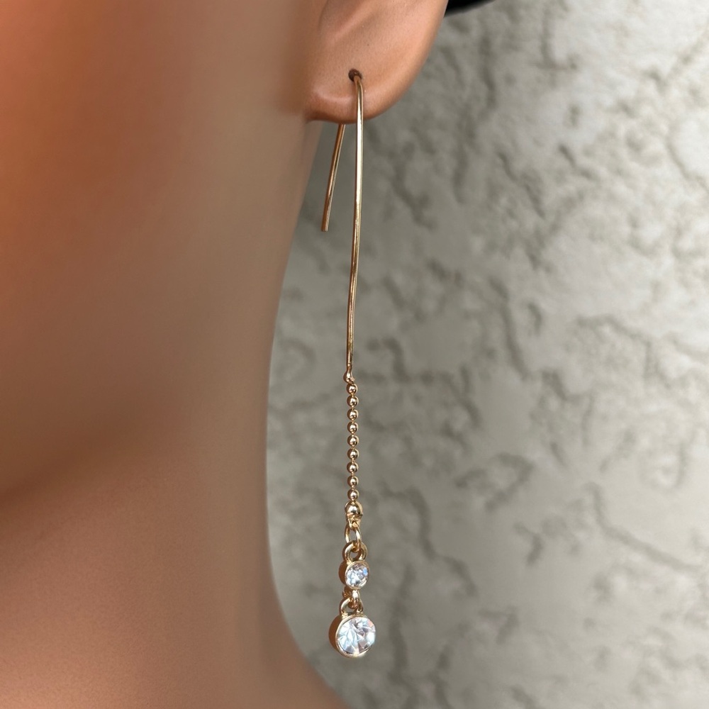 Laundry by Shelli Segal Gold & Crystal Drop Threader Earrings
